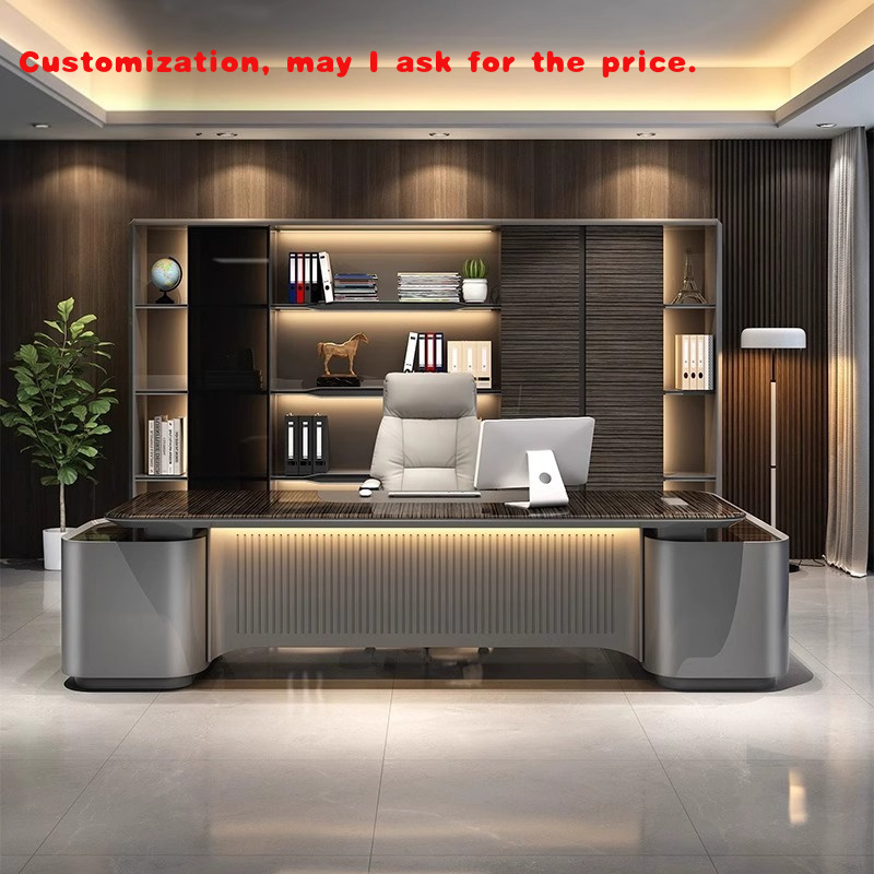 Office Furniture High End - 高級漆塗りエグゼクティブデスク、大型モダンオフィス家具、社長・管理職向けハイエンド多機能デスク