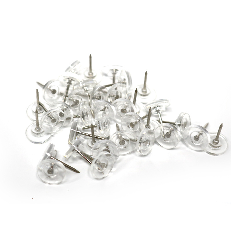 Office Furniture Online - 50個入り/箱 プラスチック製透明プッシュピン 画鋲 ポスター、写真、ポストカード、地図、オフィス、家の装飾用