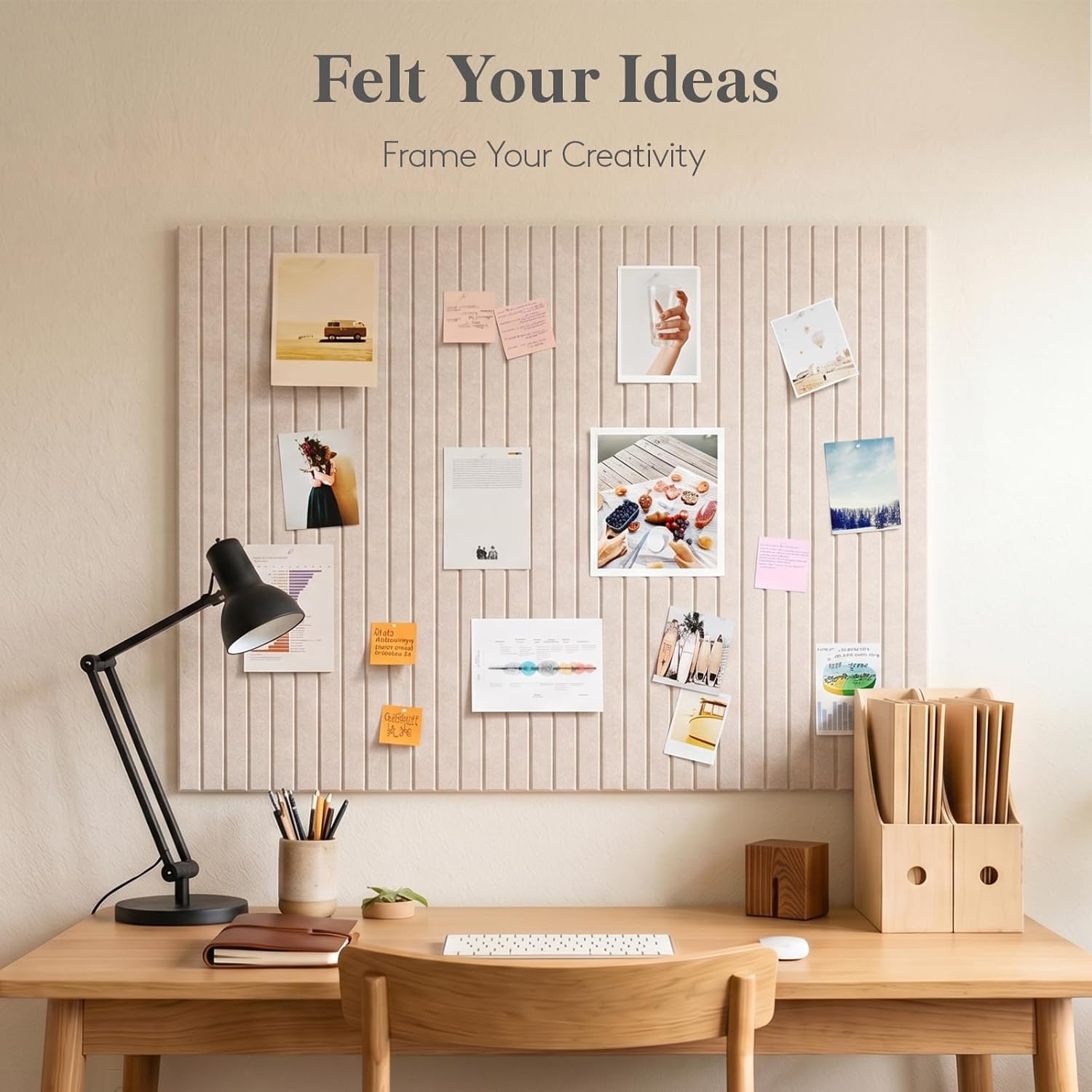 Office Furniture Online - 6枚入りフェルトウォールタイル、コルク掲示板、オフィス、家庭、教室の装飾用、フェルト通知板