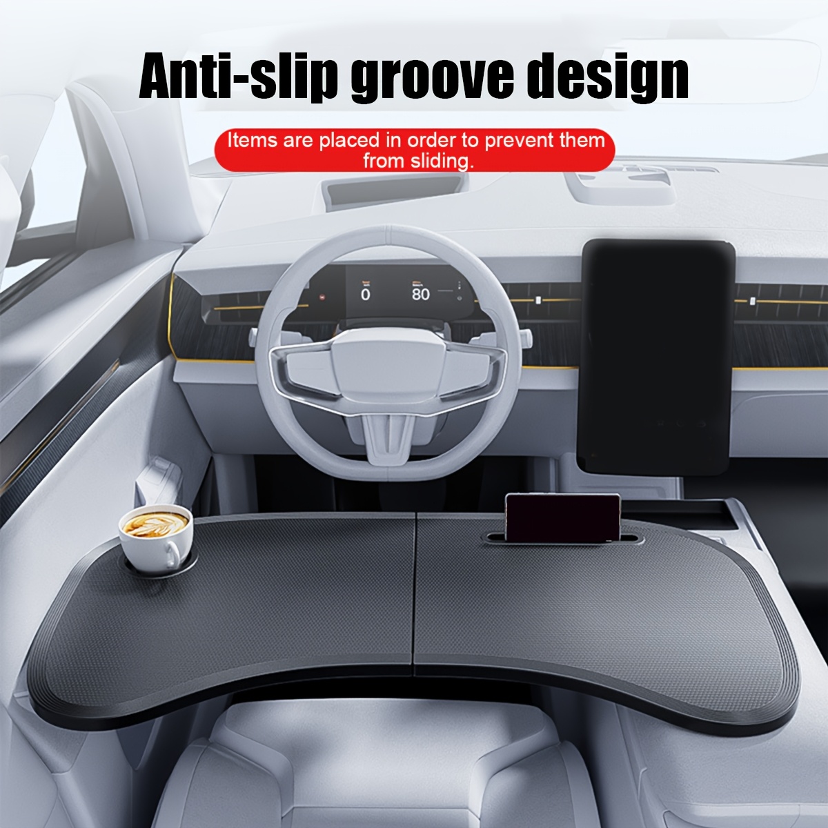 Office Furniture Design - 1 個車用折りたたみ式ステアリングホイールテーブル車用収納テーブル車用オフィス収納アーティファクト車用ポータブル折りたたみテーブル折りたたみ式