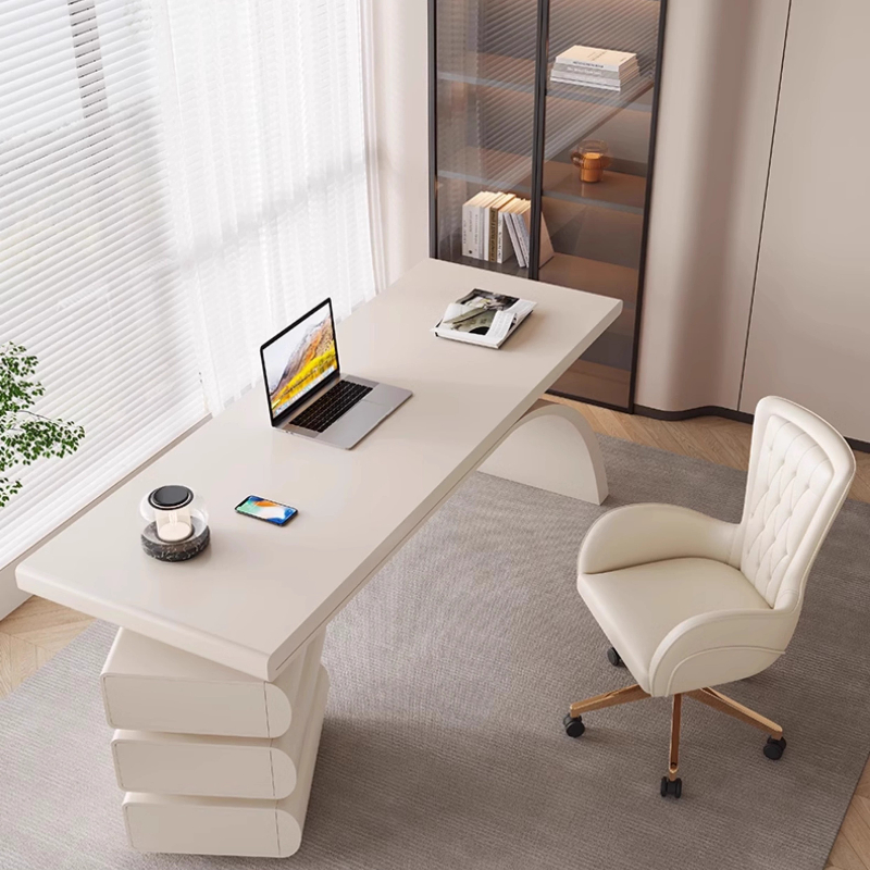 Office Furniture Online - クリーム色のフレンチライトラグジュアリーオフィスデスク、モダンな女性向け無垢材高級オフィスデスク、人気のオンラインオフィス家具、ティッシュXYOD