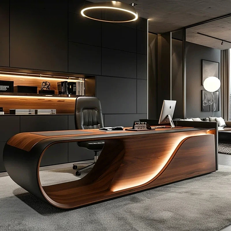 Office Furniture High End - 新しい中国製木製モダンシンプルエグゼクティブデスク（引き出し付き）高級ボスデスク