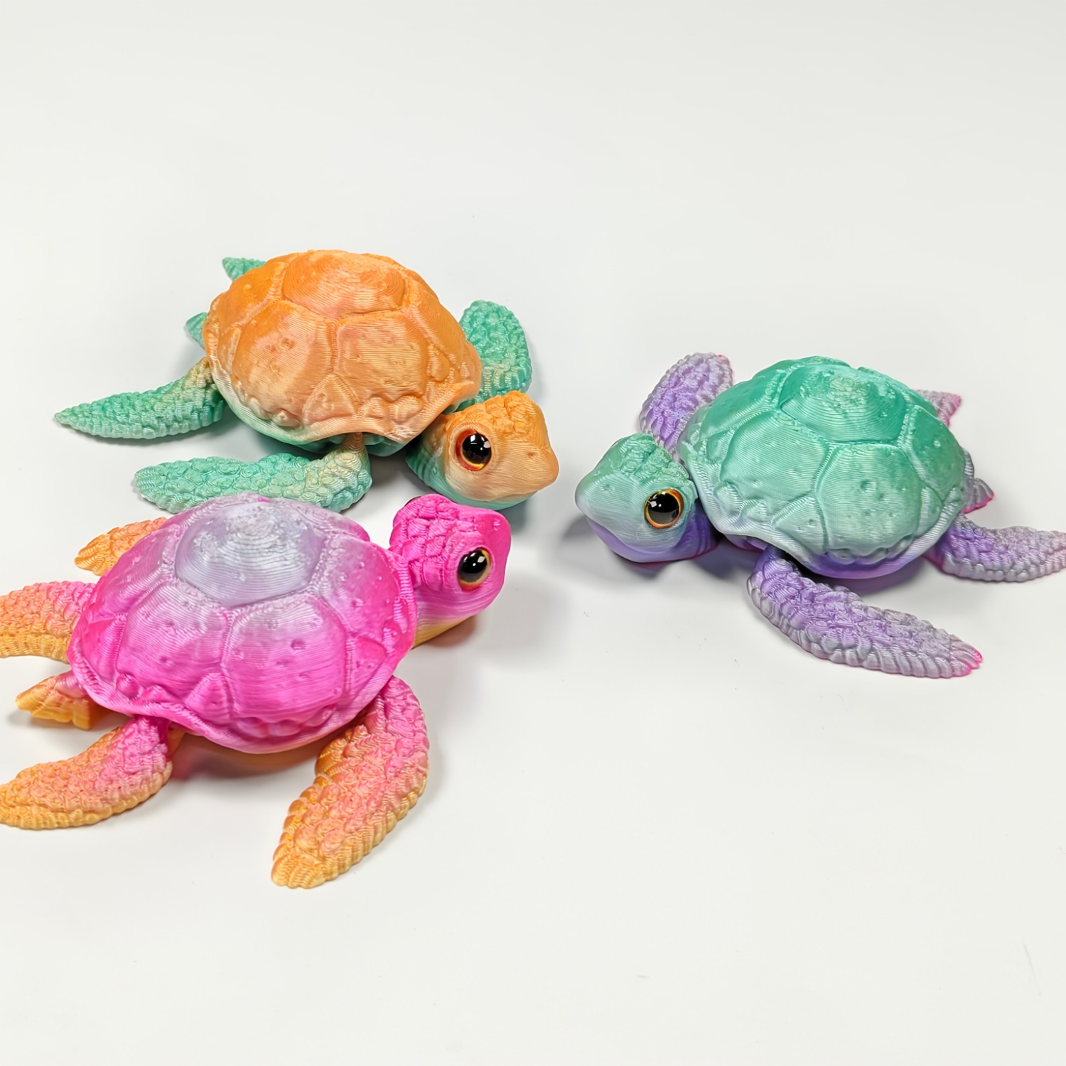 Office Furniture Online - 3Dプリント カラフルなウミガメモデル カメの状態 柔軟な関節 ホームオフィス装飾 ストレス解消おもちゃ