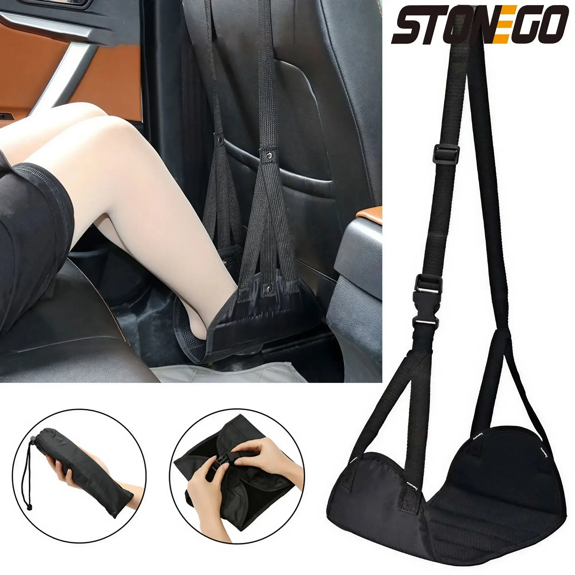 Under Desk Hammock - 車のフットレストポータブルオフィスレジャーホームデスクフィートハンモック屋外レスト自動車インテリアアクセサリー