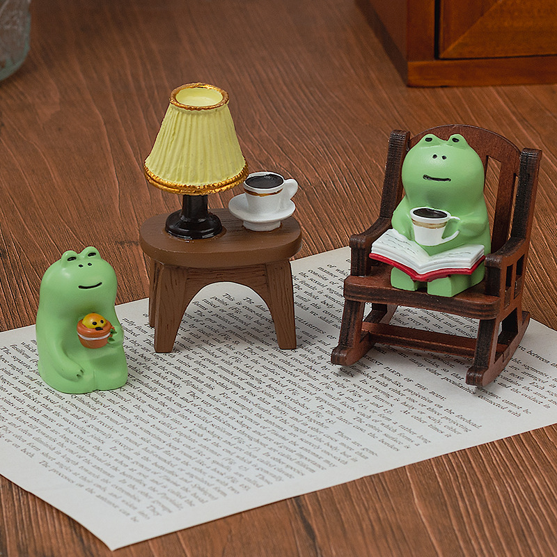 かわいい癒し系の小さな装飾品、キュートなミニカエルの樹脂製置 - Office Furniture Equipment のレビューと価格