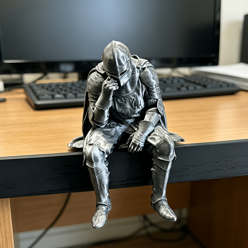 中世の騎士の置物、ヴィンテージ瞑想鎧戦士像、エッジシッターデ - Office Furniture Equipment のレビューと価格