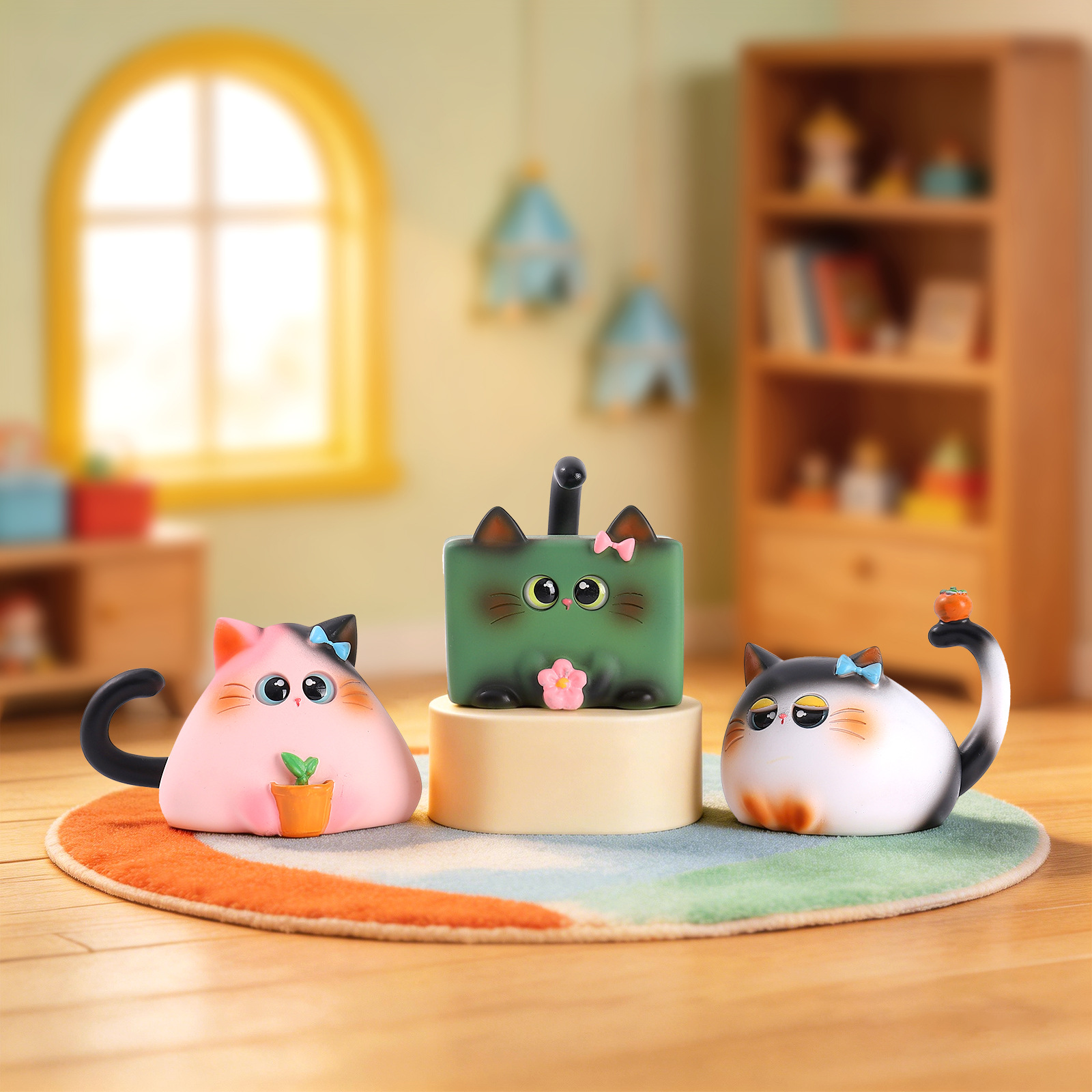 ブラインドボックス猫フィギュア樹脂製クリエイティブ漫画デスク - Office Furniture Design のレビューと価格