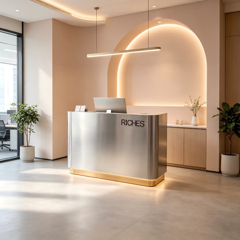 イタリアのステンレス鋼会社の受付デスク、北欧の高級ホテル、理 - Office Furniture High End のレビューと価格