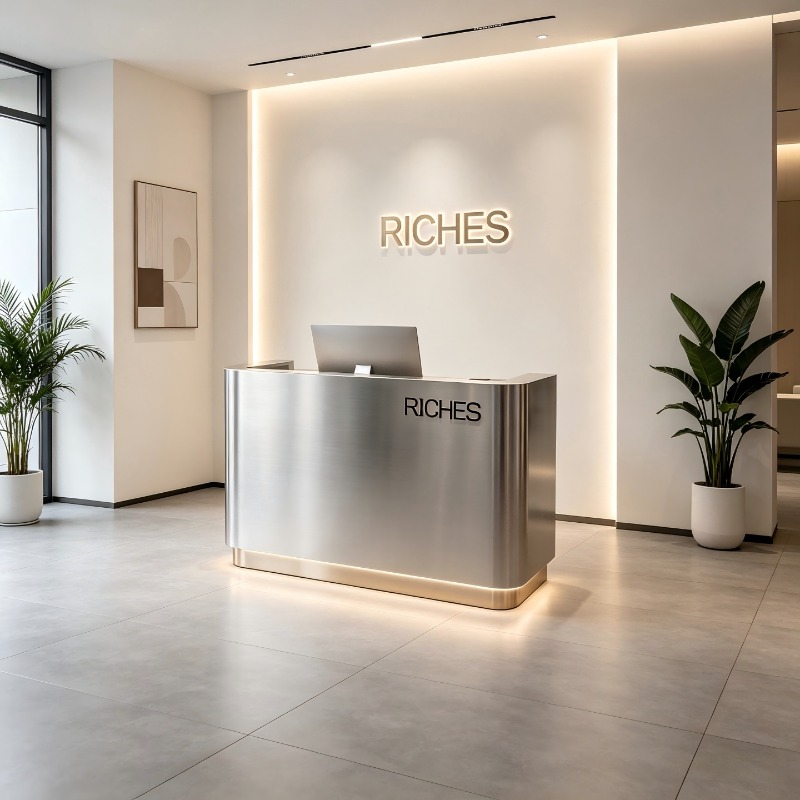イタリアのステンレス鋼会社の受付デスク、北欧の高級ホテル、理 - Office Furniture High End のレビューと価格