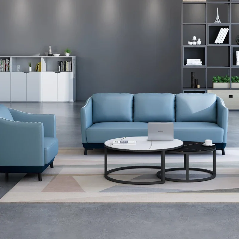 新着レイクブルーレザーマルチプレイヤーグループオフィスソファ - Office Furniture Group のレビューと価格