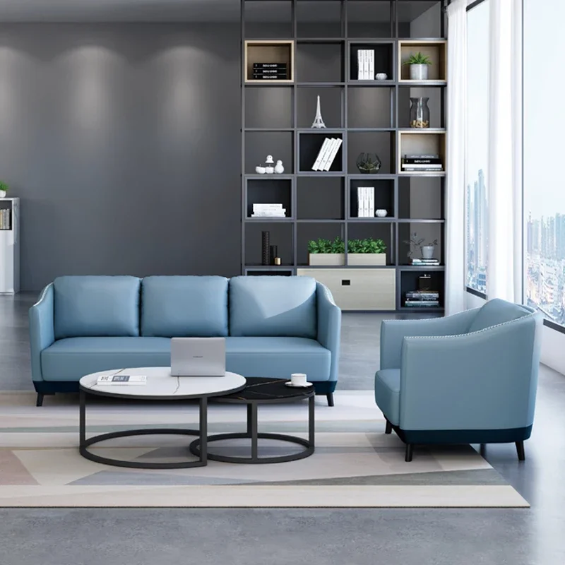 新着レイクブルーレザーマルチプレイヤーグループオフィスソファ - Office Furniture Group のレビューと価格