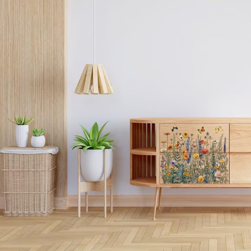 3 個の野生の花家具転写 6x12 インチ蝶と花の摩擦転写自 - Office Furniture Equipment のレビューと価格